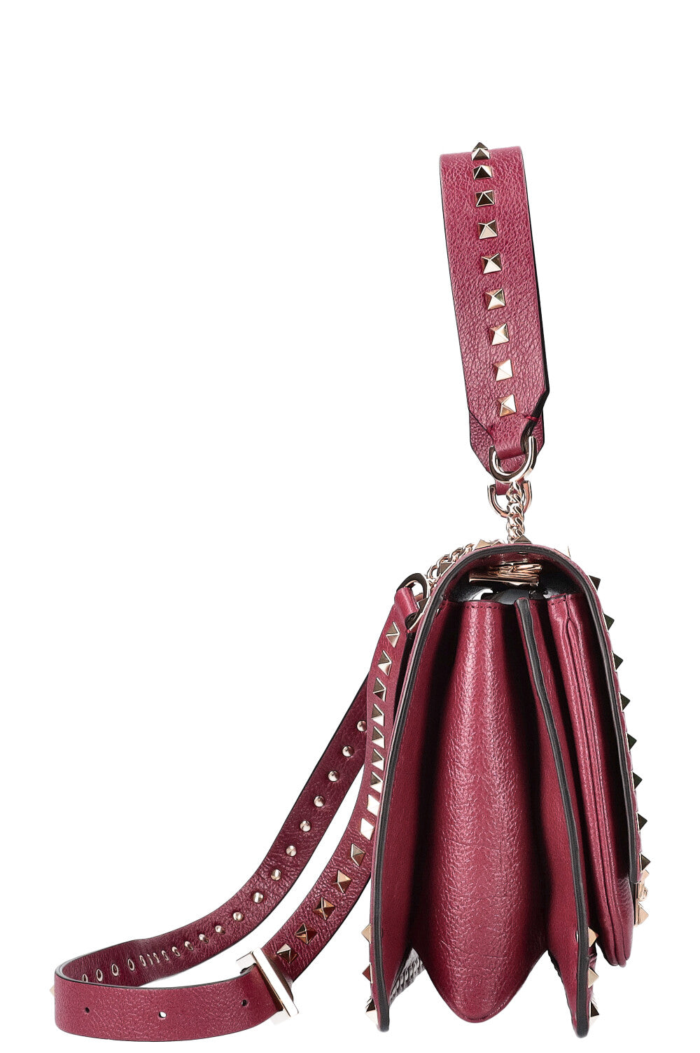 VALENTINO Rockstud Flip Lock Flap Bag Burgundy