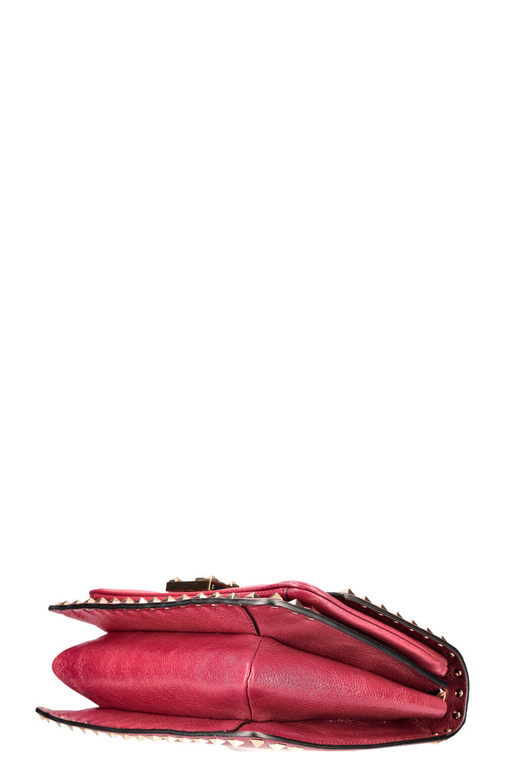 VALENTINO Rockstud Flip Lock Flap Bag Burgundy