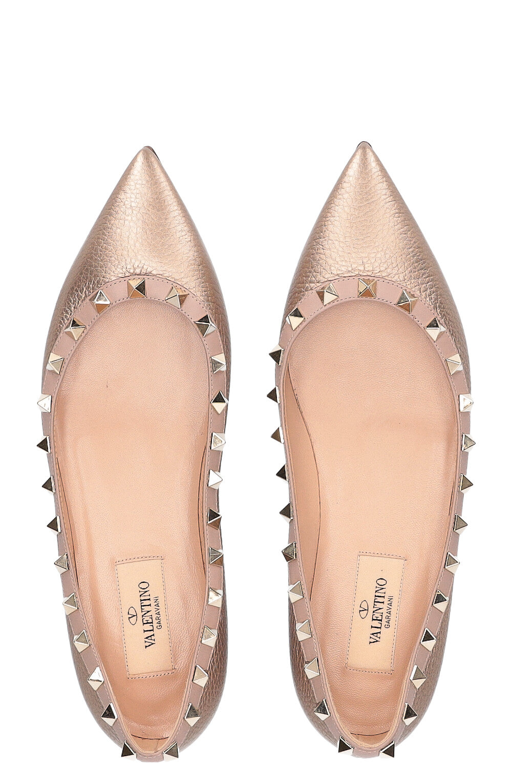 Valentino gold flats hot sale