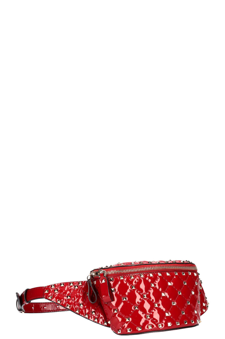 VALENTINO Rockstud Patent Belt Bag Red