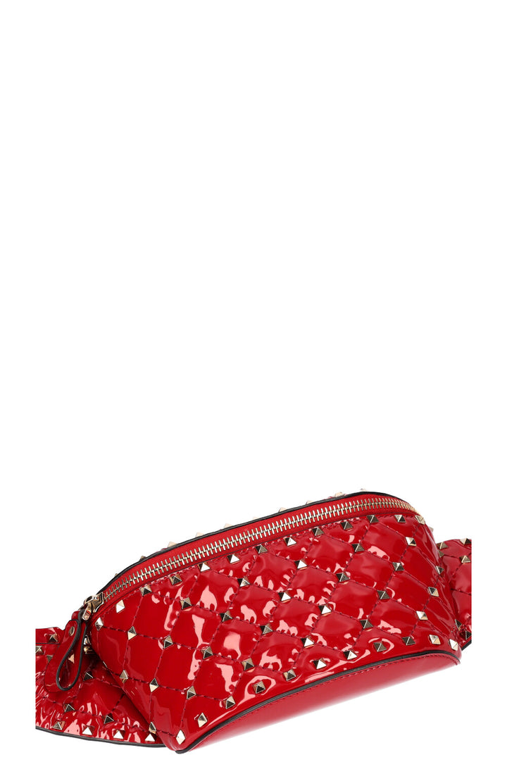 VALENTINO Rockstud Patent Belt Bag Red