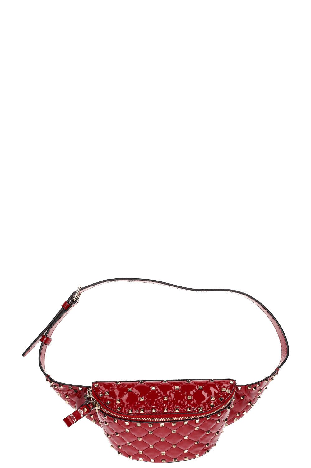 VALENTINO Rockstud Patent Belt Bag Red