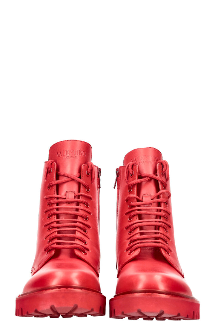 VALENTINO Vlogo Combat Boots Red