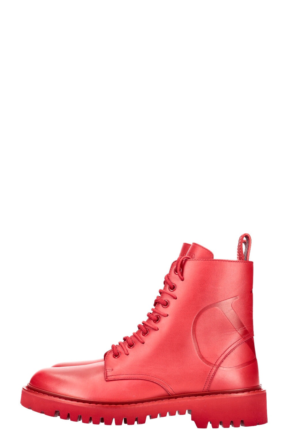 VALENTINO Vlogo Combat Boots Red