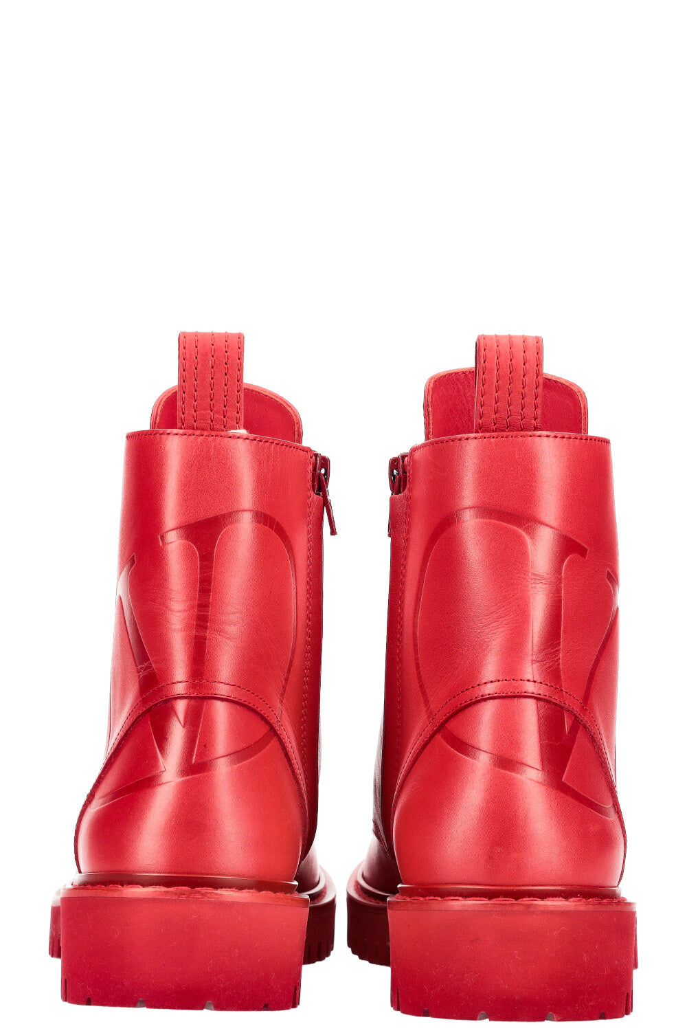 VALENTINO Vlogo Combat Boots Red