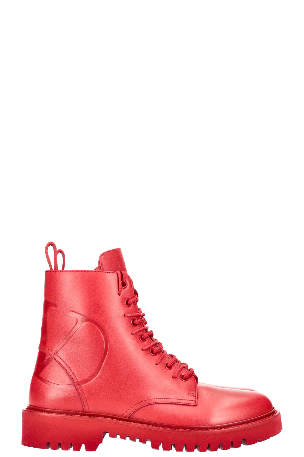 VALENTINO Vlogo Combat Boots Red