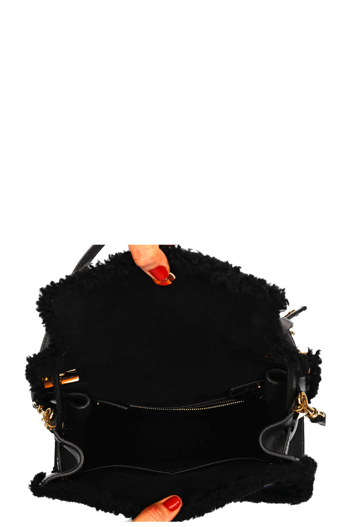 VALENTINO My Rockstud Bag Shearling Black