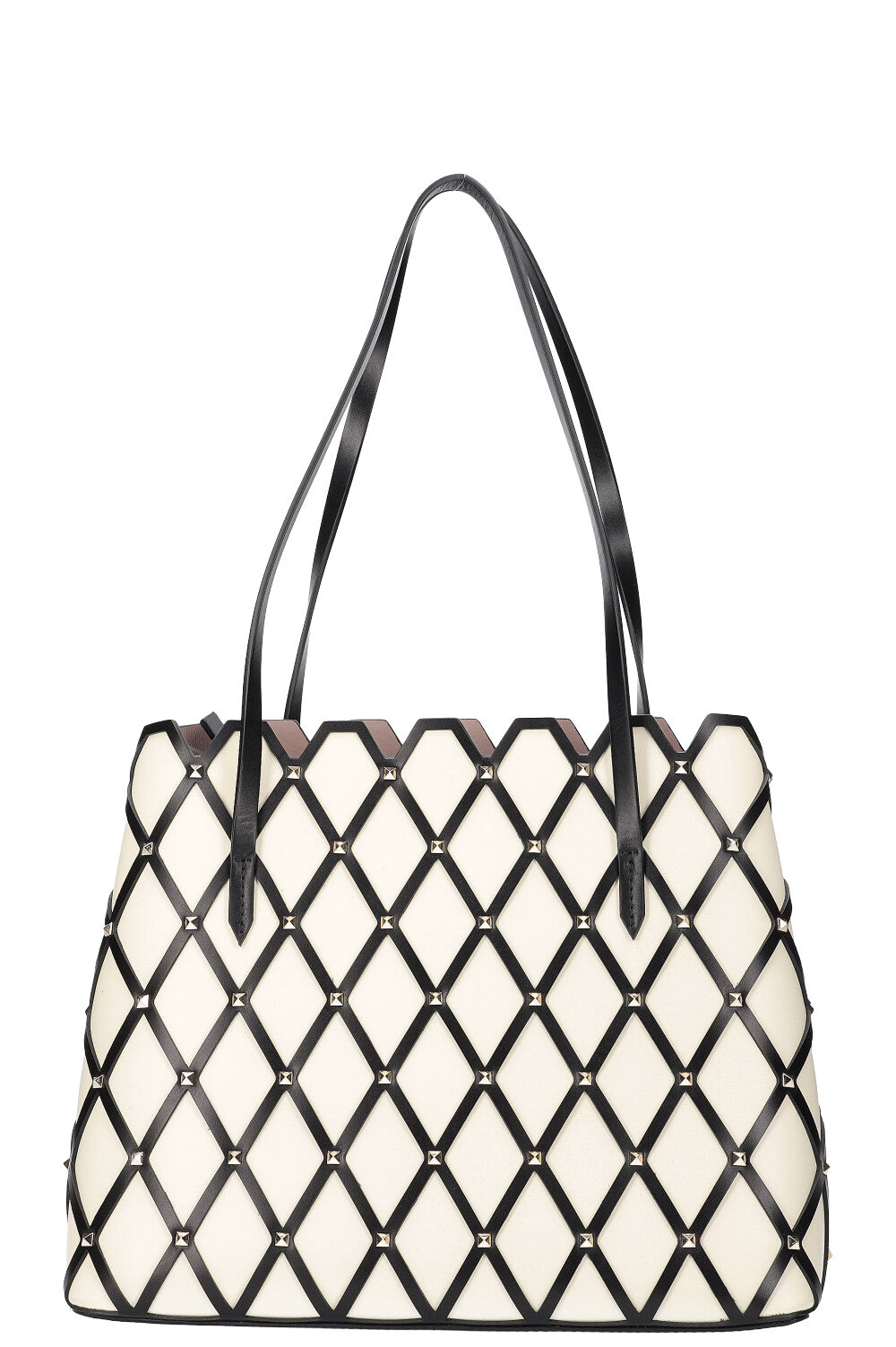 VALENTINO Beehive Tote Bag White Black