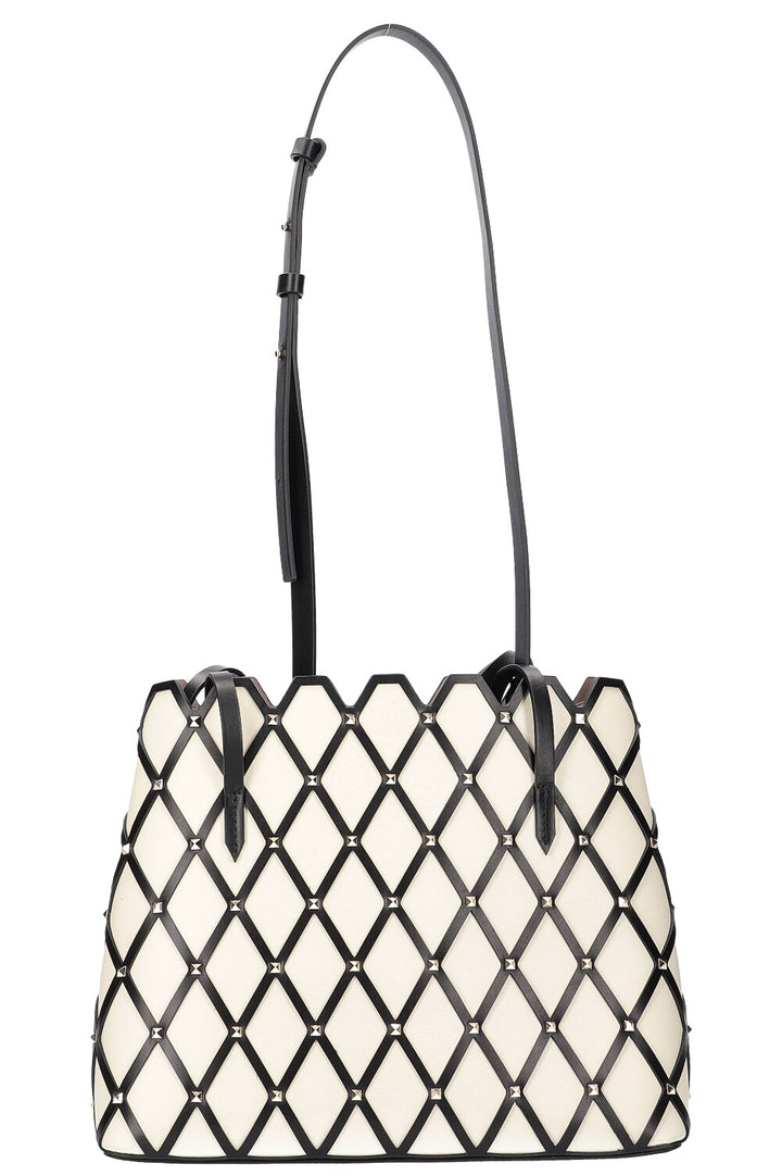 VALENTINO Beehive Tote Bag White Black