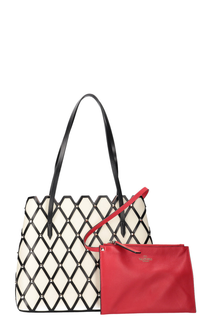 Valentino Rockstud Tote Black White