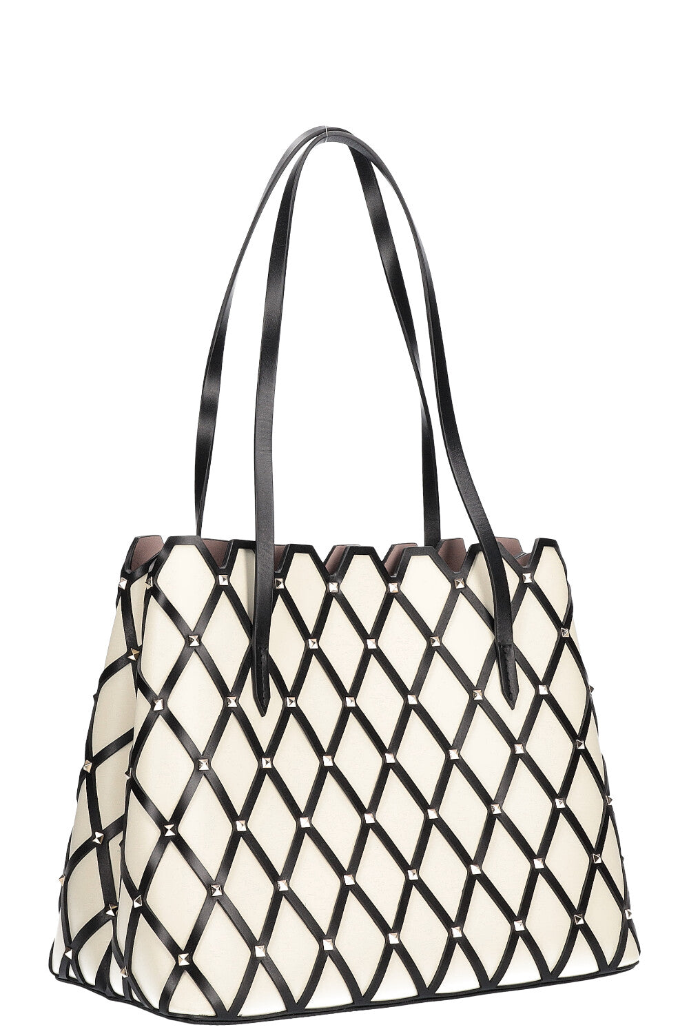 VALENTINO Beehive Tote Bag White Black