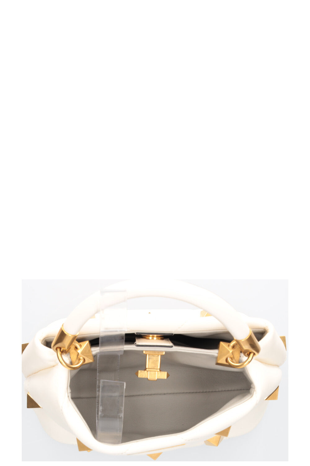 VALENTINO Roman Stud The Handle Bag Ivory