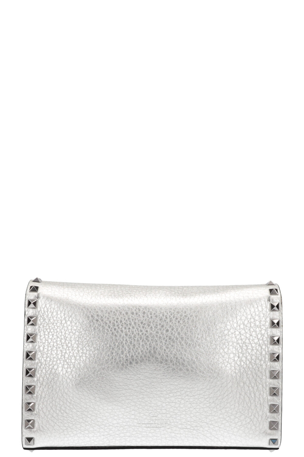 VALENTINO Rockstud Flip Lock Flap Bag Silver