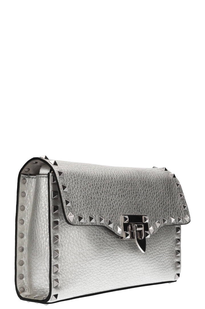 VALENTINO Rockstud Flip Lock Rabat Sac Argent