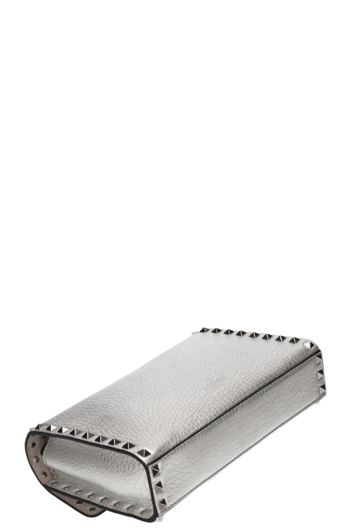 VALENTINO Rockstud Flip Lock Flap Bag Silver