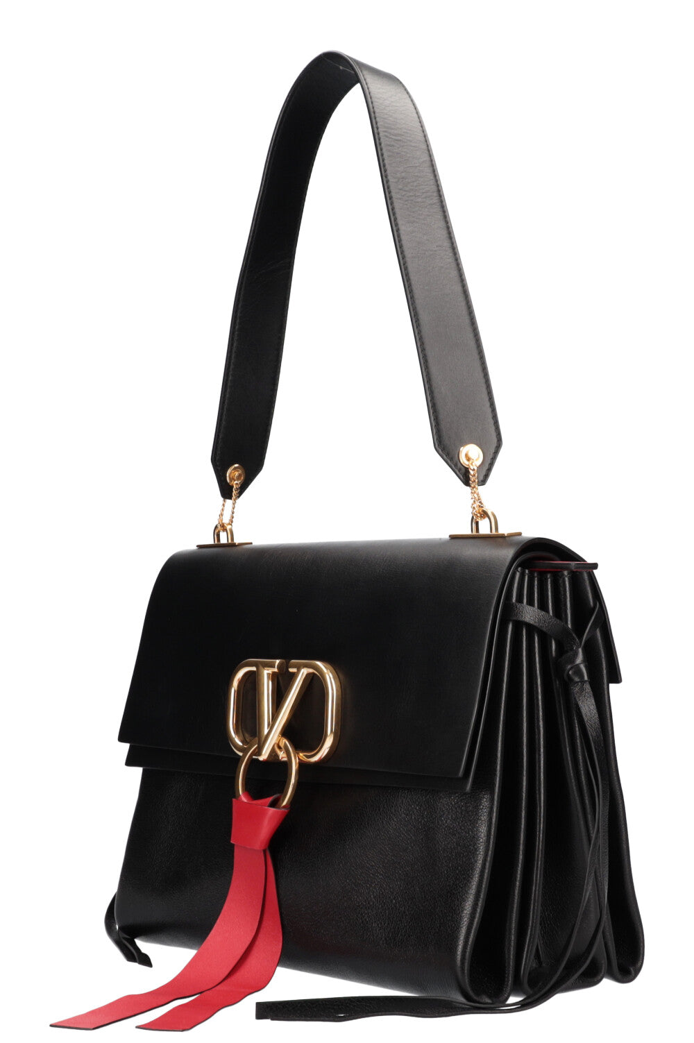 VALENTINO, BLACK V-RING SHOULDER BAG. - Bukowskis