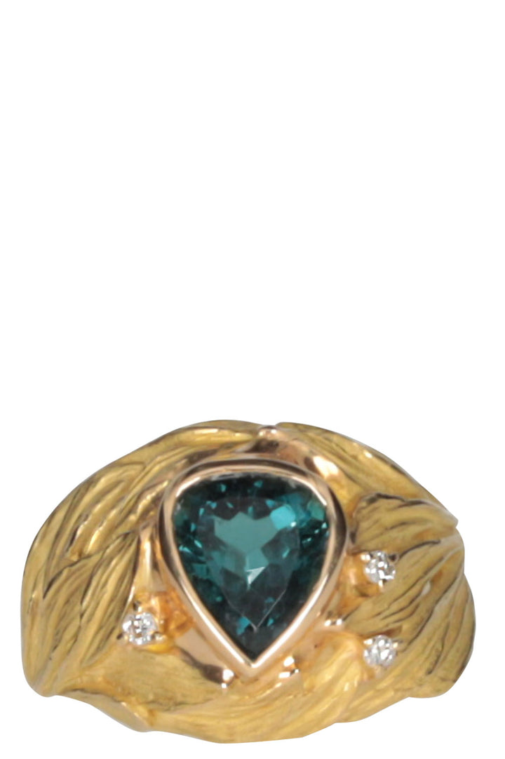 VINTAGE Ring Tourmaline Diamonds Gold