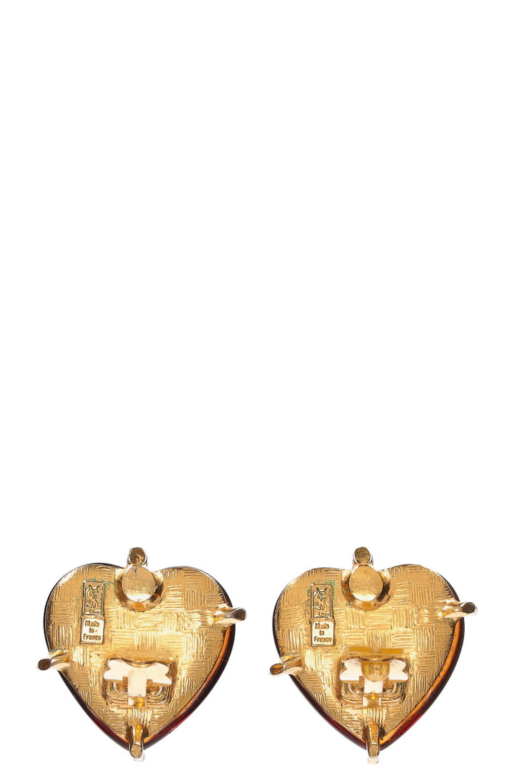 YSL Vintage Heart Earrings resin