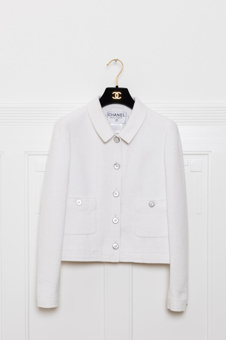 CHANEL Blazer &amp; Robe Tweed Blanc