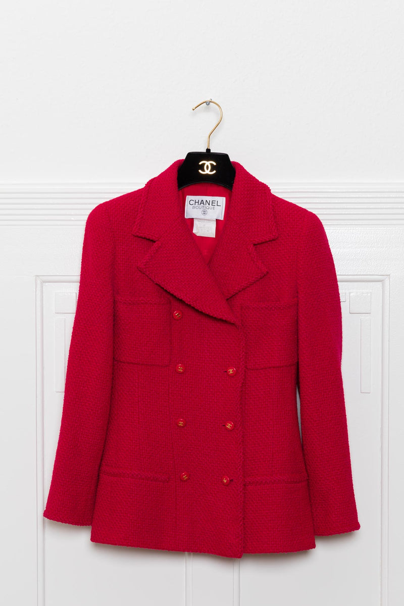 CHANEL F95 Jacket Tweed Red