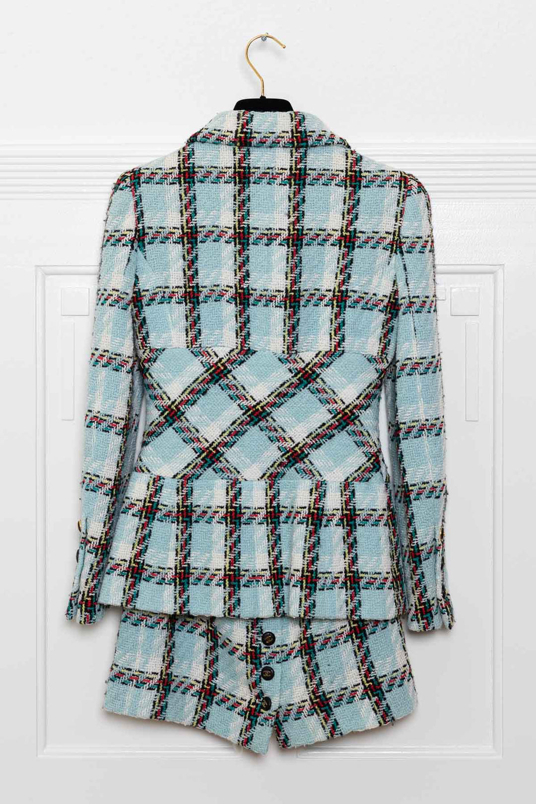CHANEL S95 Two Piece Tweed Baby Blue Check