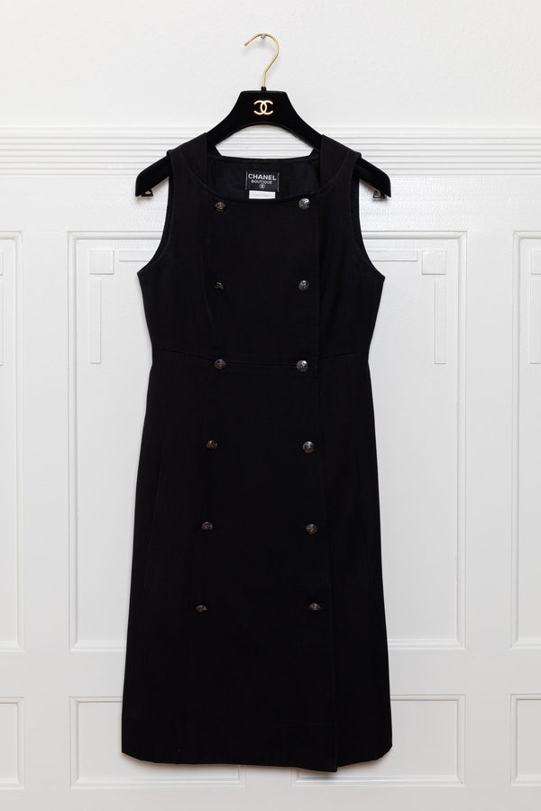 CHANEL Robe C97 en piqué de coton noir