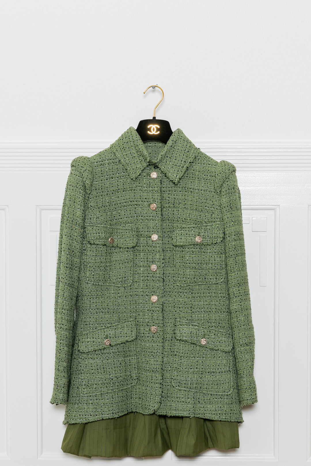 CHANEL Two Piece Tweed Green