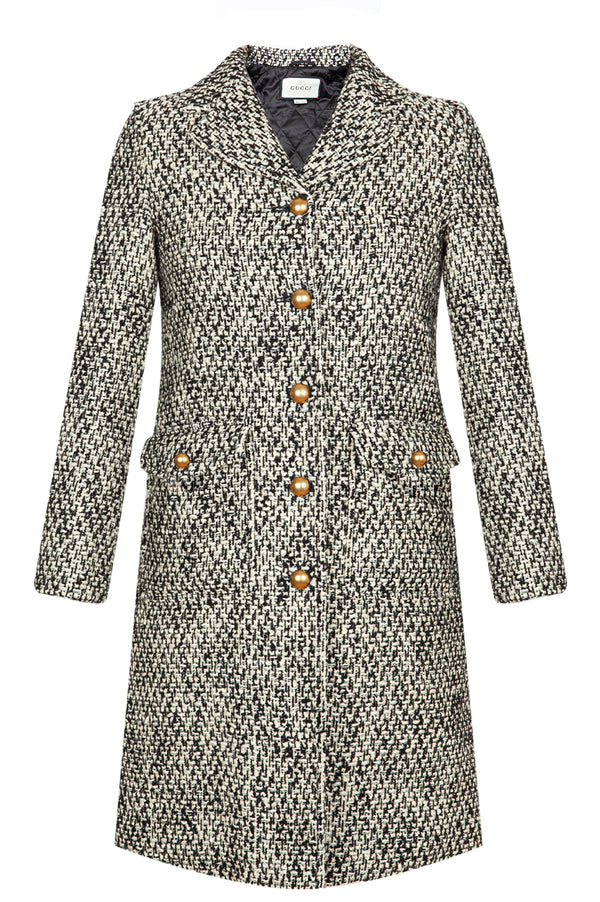Manteau en tweed GUCCI noir et blanc