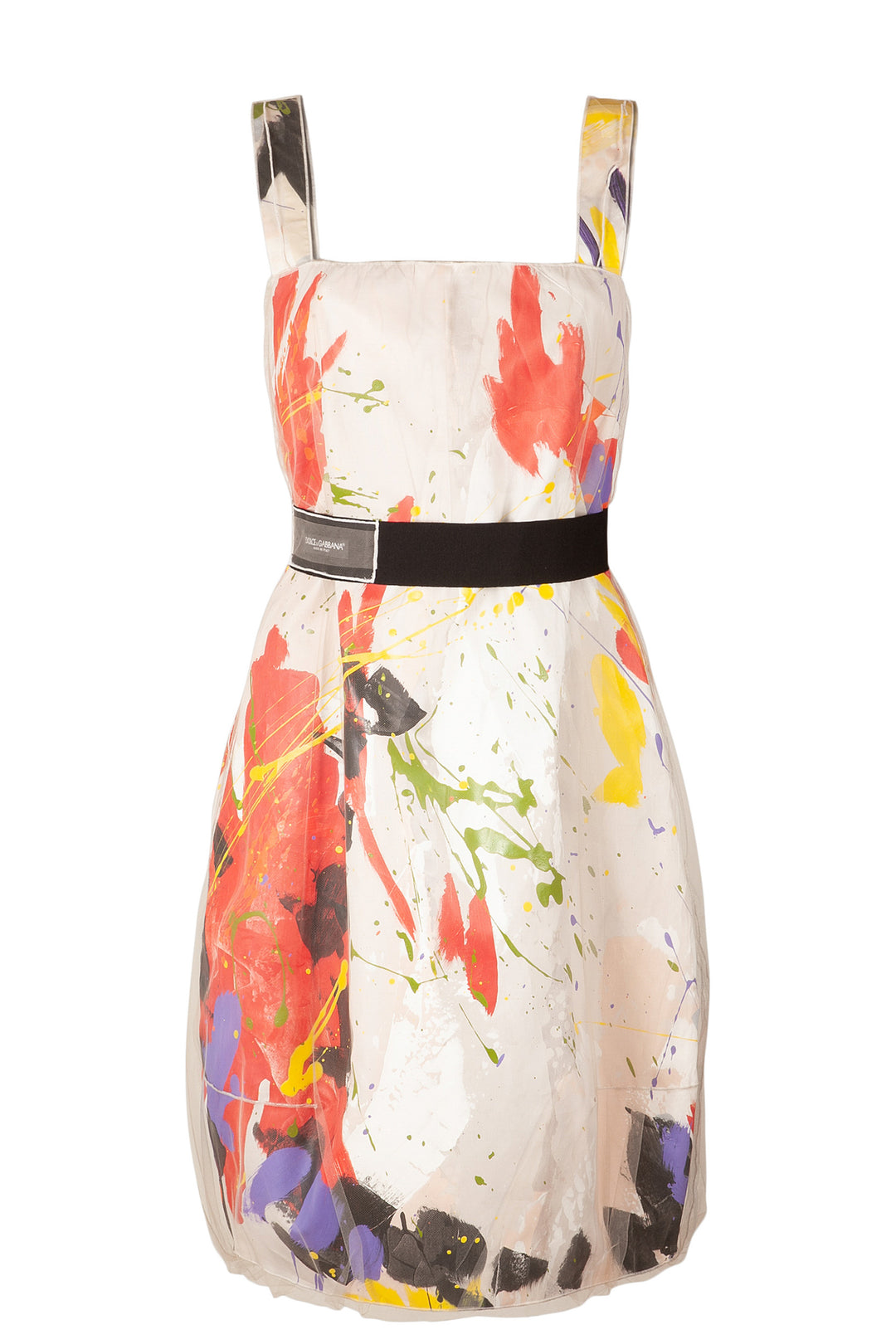 DOLCE&GABBANA Dress Silk Hand Painted Creme