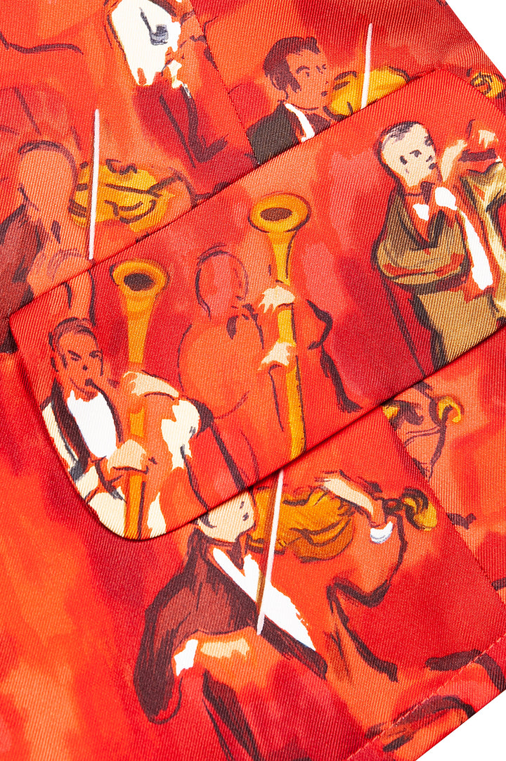 HERMÈS Veste Silk Red Cellos