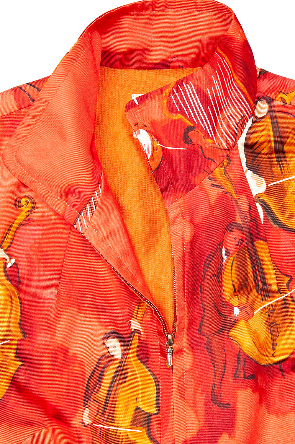 HERMÈS Veste Soie Rouge Violoncelles