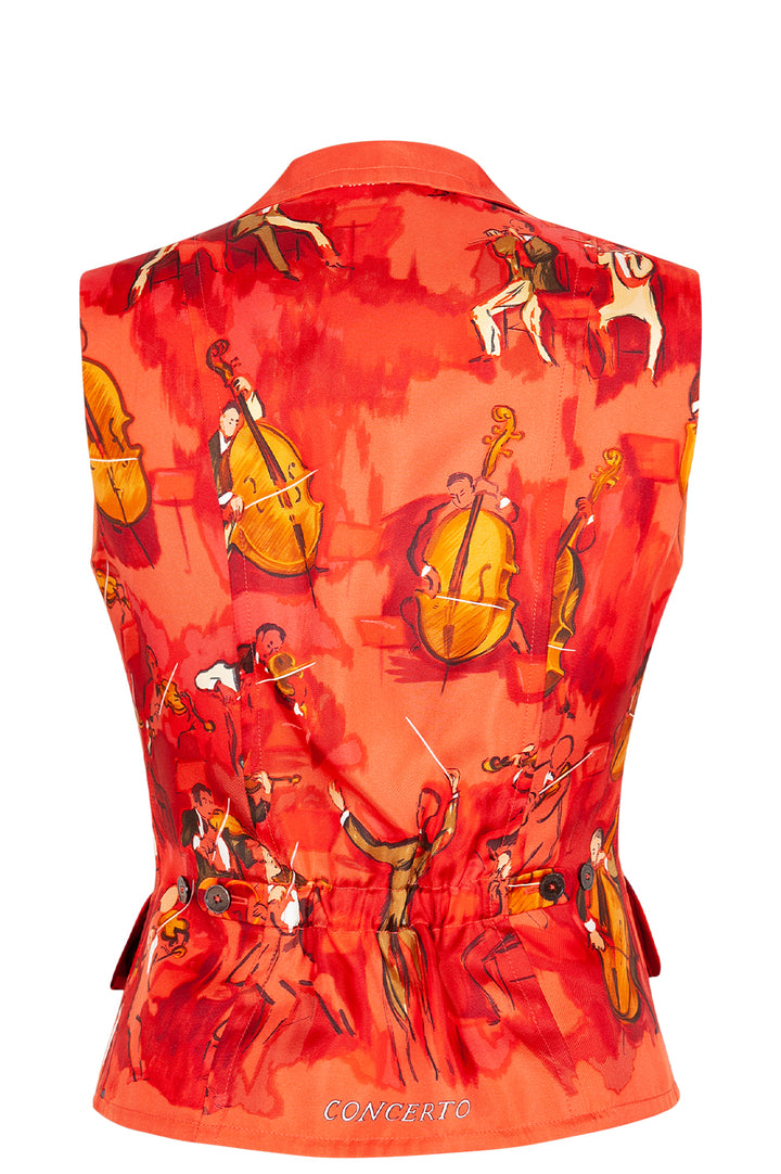 HERMÈS Veste Soie Rouge Violoncelles